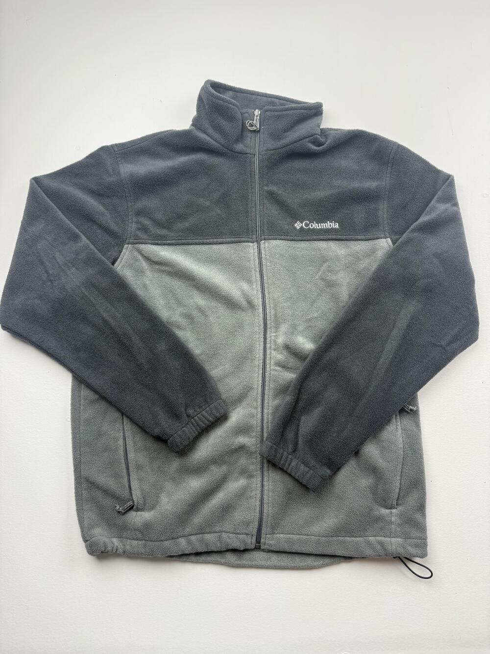 Columbia Jacket Mens Large Gray Fleece Full Zip Pockets Outdoor Hiking Casual